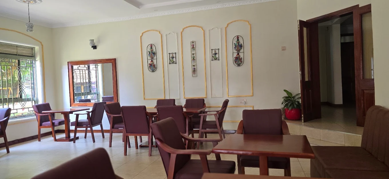The main dining room with hand-painted Indian art